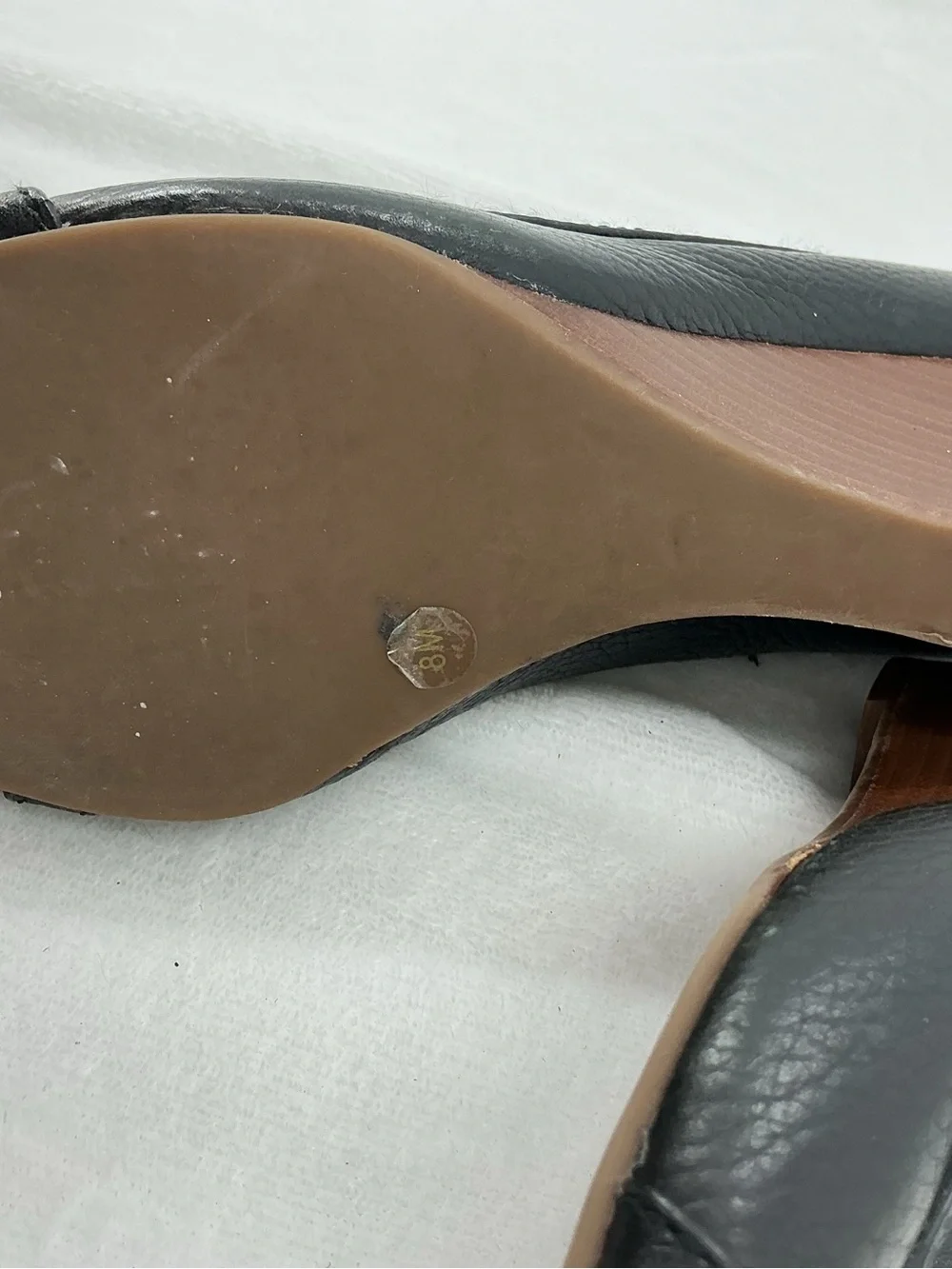 Tory Burch Black Leather Peep-Toe Heels with Gold Logo Medallion B47